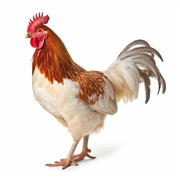 A rooster with a red comb and a red comb