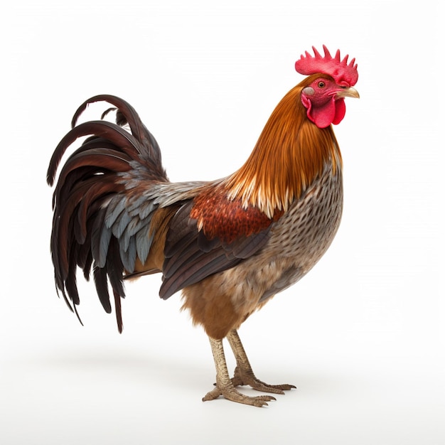 Rooster with white background high quality ultra hd