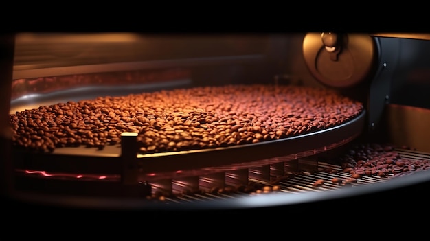 Roosteren van koffiebonen in de machine Generatieve Ai