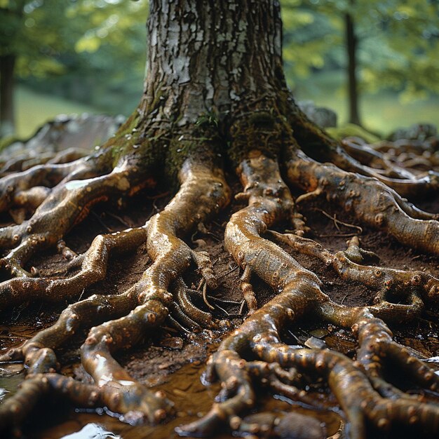 Foto i sistemi radicolari esplorano la carta da parati intricata