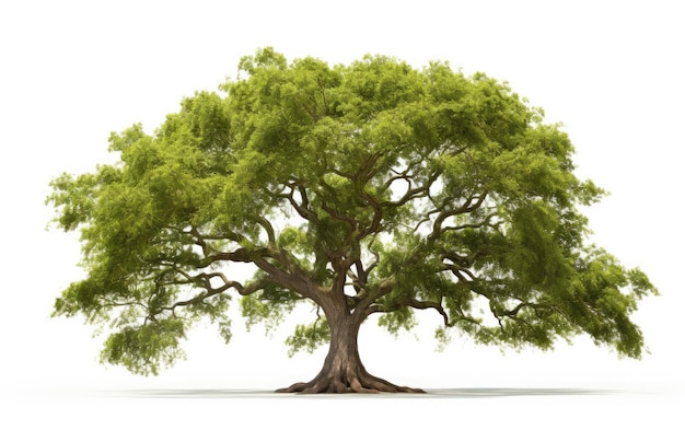 Rooted in Beauty The Willow Oak Tree and Its Foundation Isolated on a White Background