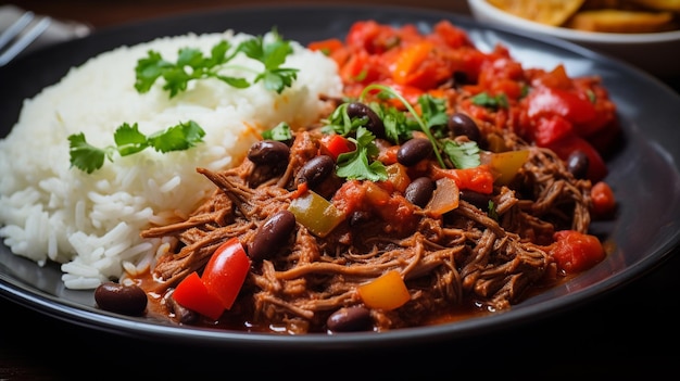Photo ropa vieja classic shredded beef stew with tomato sauce