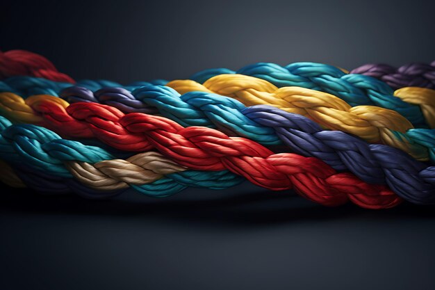 연합 과 다양성 을 상징 하는 다양 하고 대담 한 색 으로 장식 된 로프