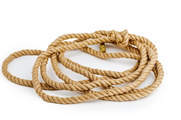 Rope close-up on a white background isolated.