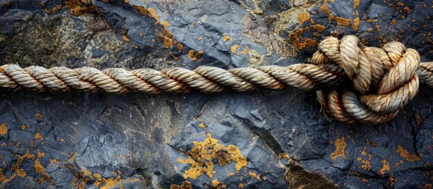 Rope Coiled on Top of Rock