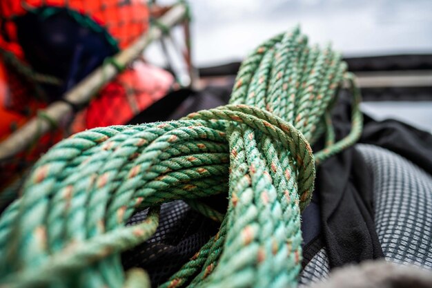 Rope on a fishing boat in tasmania australia