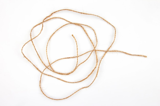 Rope made of natural material on a white