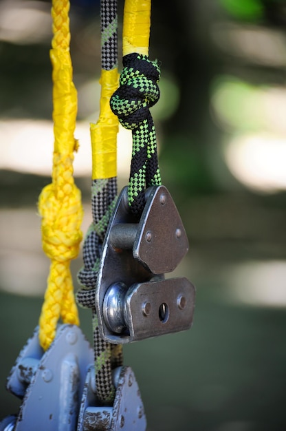 Rope with rollers Equipment for rope park