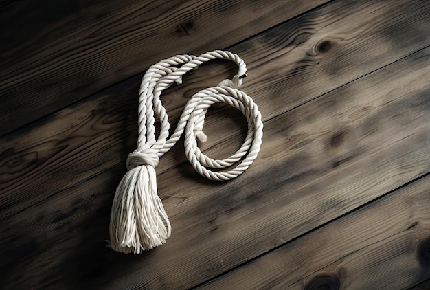 a rope on a wooden background in the style of ivory
