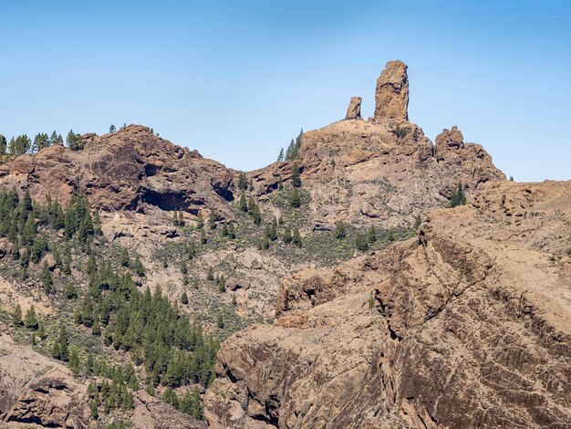 Roque nublo and surroundings from nublo window viewpoint grand\
canary island spain