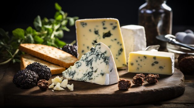 ロックフォールチーズは、崩れやすい食感を持つ不思議な大理石。鮮やかな青い葉脈がアイボリーのベースと対照的です。