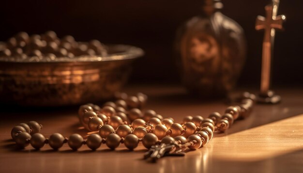 Rosary beads cross bible Christianity generated by AI