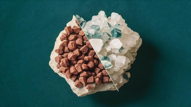 Rosasite and calcite mineral sample