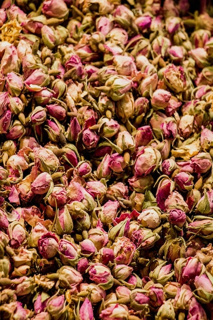 Rose as dry herbal plant at the market place for sale