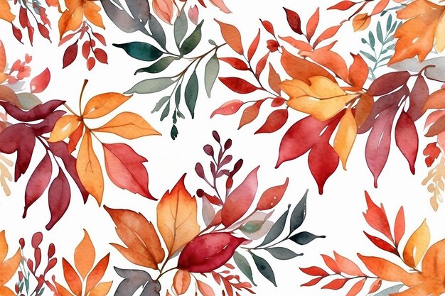 Rose autumn watercolor background border pattern