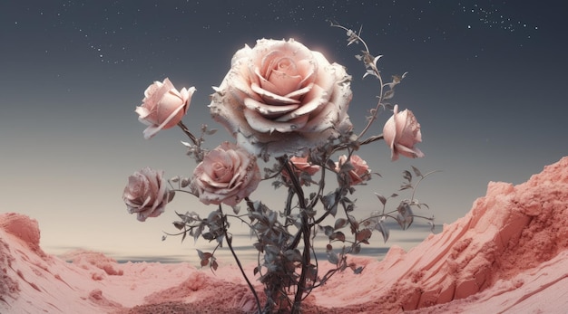 a rose bush in the desert