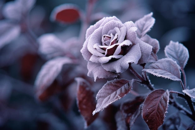 Photo a rose covered in frost is shown in this photo