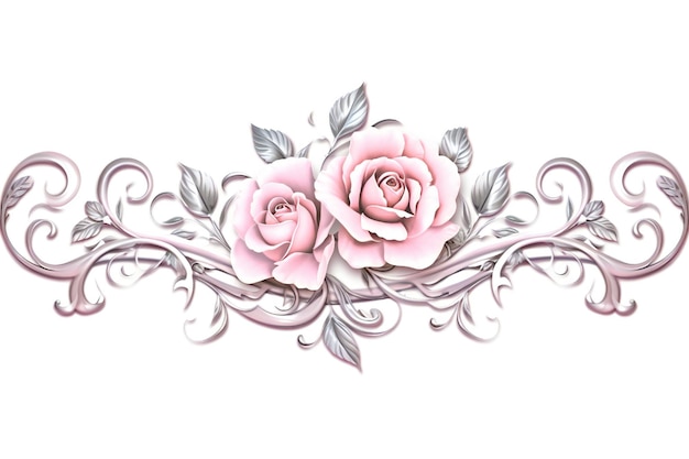 Foto rose design border design di rose nello stile di rosa chiaro e argento arte adesiva femminile