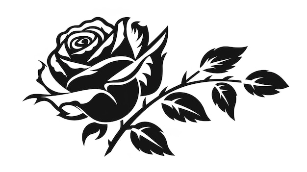 Rose één kleur vector logo embleem of pictogram voor bedrijfsbranding Tattoo kunststijl