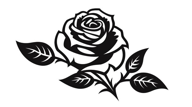 Rose één kleur vector logo embleem of pictogram voor bedrijfsbranding Tattoo kunststijl