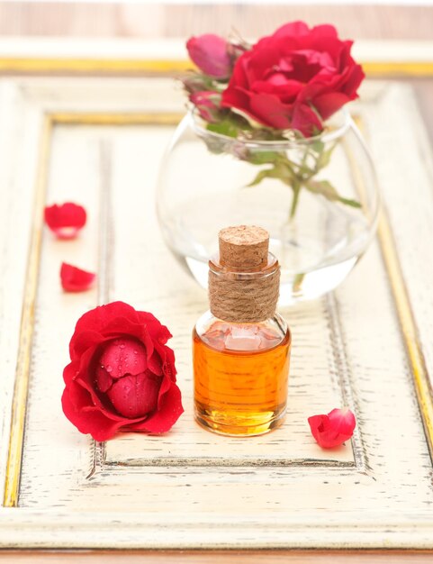 Rose essential oil Spa body care and aromatherapy