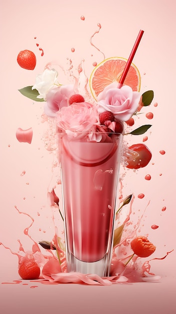Rose Falooda Drink Poster met rozensiroop en vermicelli Sof Indian Celebrations Lifestyle Cuisine