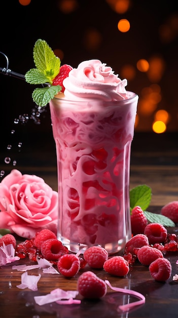 Напиток Rose Falooda с розовым сиропом и лапшой Pink and Frag Веб-сайт макета кулинарной культуры Индии