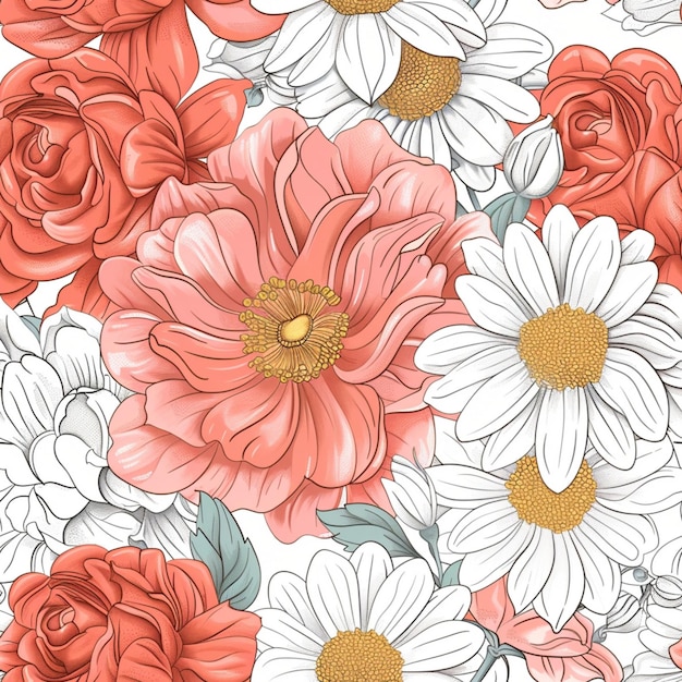 Rose floral seamless pattern 1