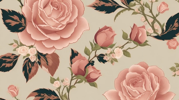 Rose Floral Tapestry romantische textuur achtergrond