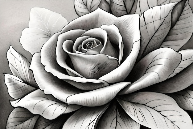 Rose flower black and white color