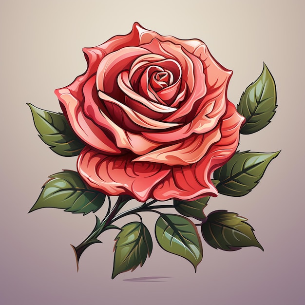 rose flower cartoon logo