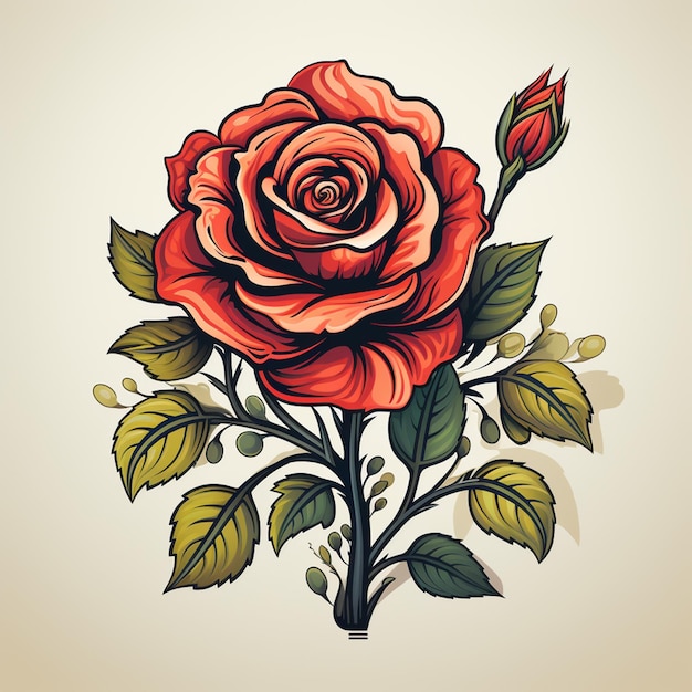 rose flower cartoon logo