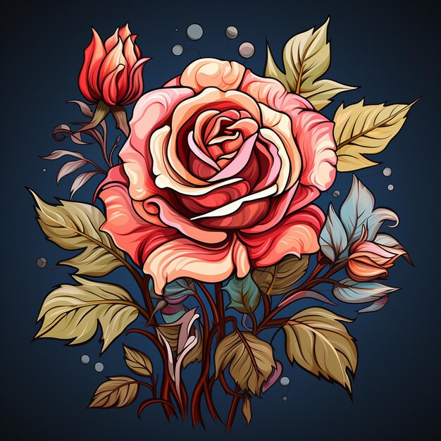 rose flower cartoon logo