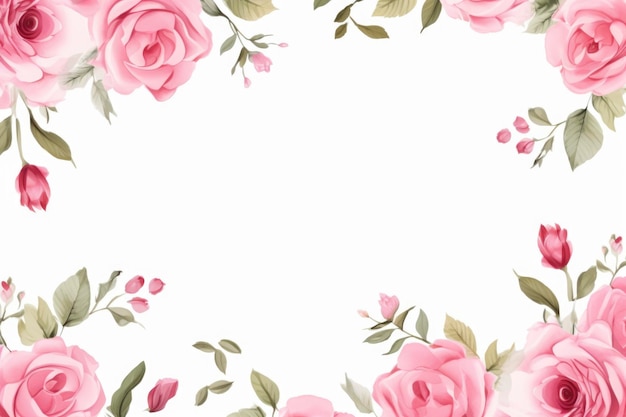 Rose flower pattern frame with white background