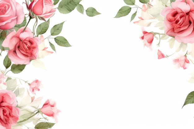 Rose flower pattern frame with white background