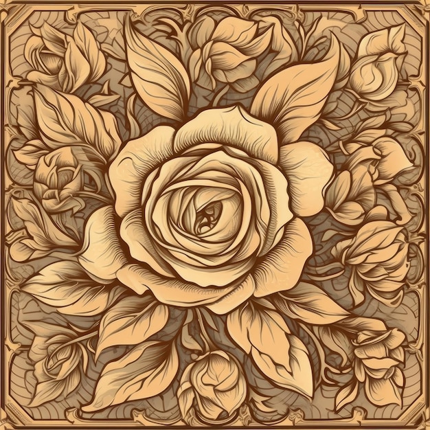 rose flower Pattern tile no watermark stylize 500