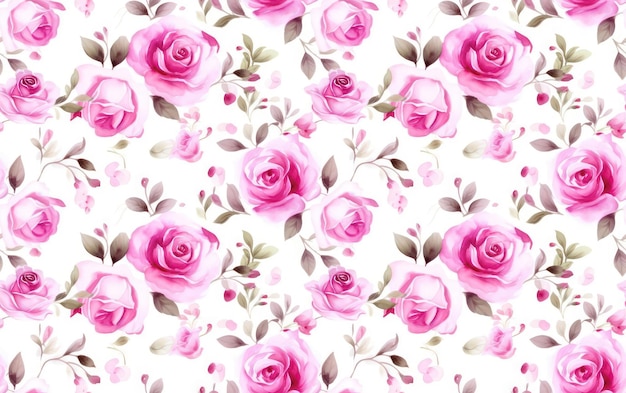 Photo rose flower watercolor seamless pattern background