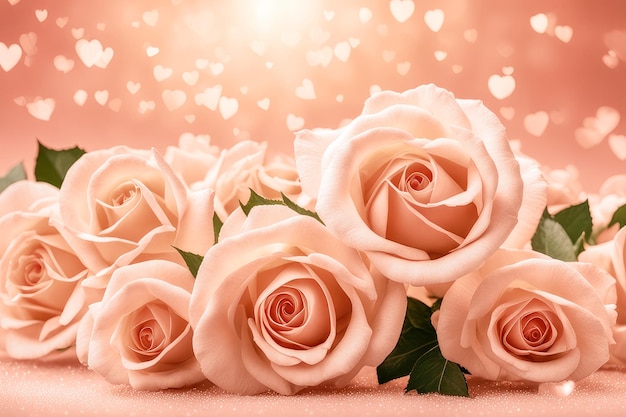 Цветы роз в цвете 2024 года персиковый пух Поздравительная карточка Копировать пространство