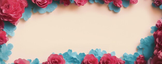 Photo rose flowers frame botanic background valentines day concept top view copy space