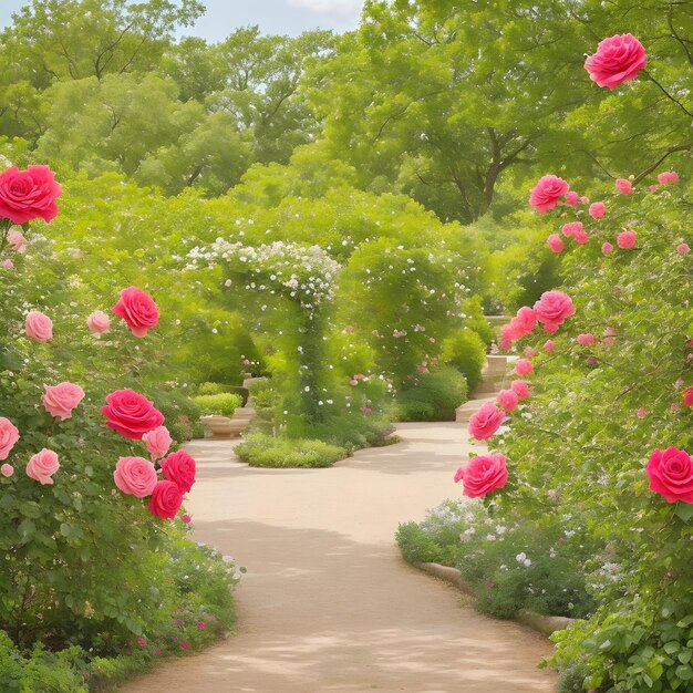 Foto giardino di rose generato dall'ai