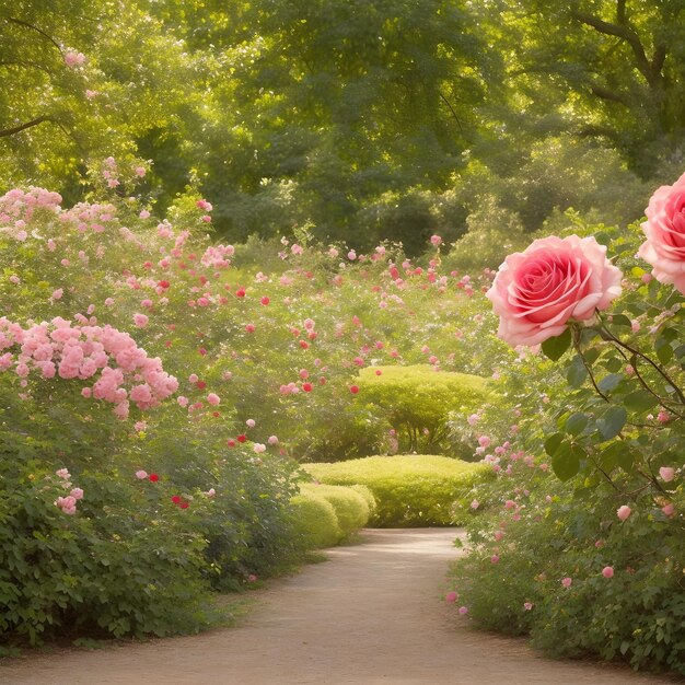 Foto giardino di rose generato dall'ai