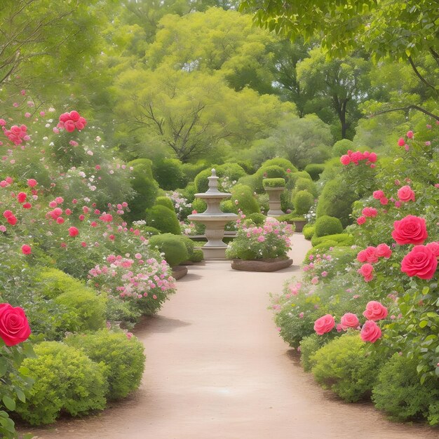 Foto giardino di rose generato dall'ai