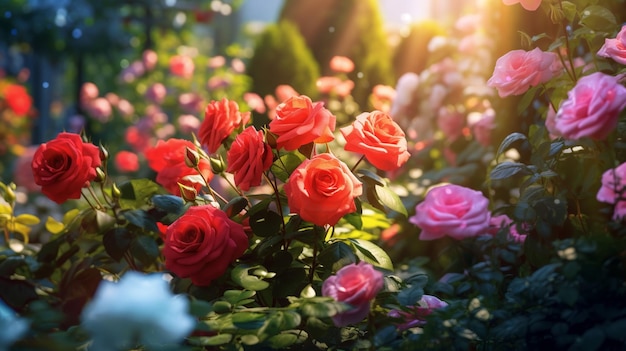 rose garden in spring