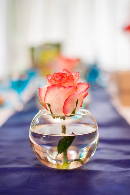 Rose in a glass ball-shaped vase