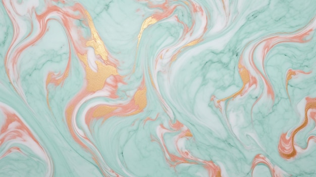 写真 ローズ・ゴールド・アンド・ミント (rose gold & mint) マーブル・スワイルズ (marble swirls) アブストラクト・パターン (abstract pattern) の背景でデザイン・プロジェクトに洗練されたタッチを加えるのに最適です今日のカラーとテクスチャのユニークな組み合わせを探索してください