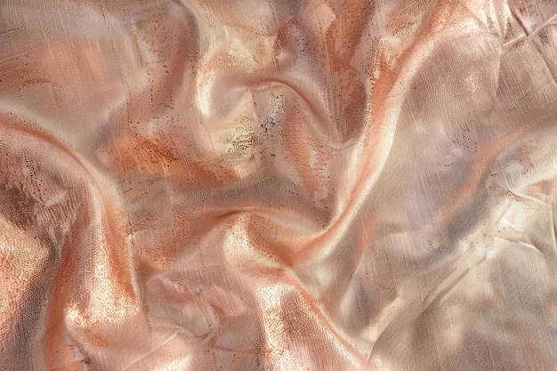 Rose gold color silk background Fabric textile drape with crease wavy folds Generative AI