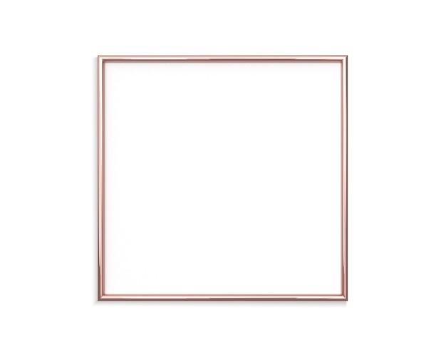 Photo rose gold frame on a white background
