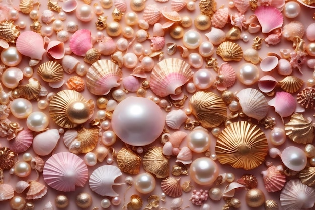 Rose gold Pearl Seashell Background Pearl Seashell Background Gold Pearl Background Pearl Wallpaper Seashell Wallpaper AI Generative