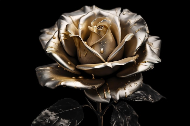 a rose of a golden tint set on a dark backdrop