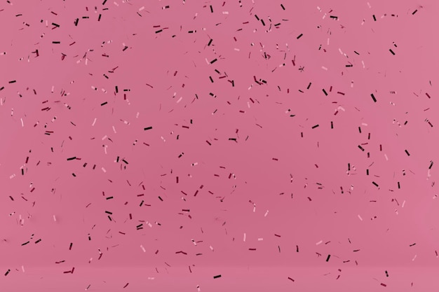 Rose gouden confetti op roze achtergrond 3D-rendering
